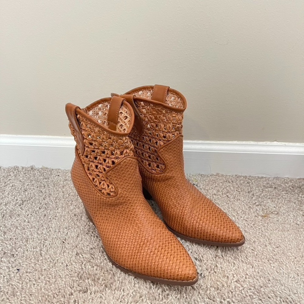 Coconuts By Matisse Westernan Woven‎ Ankle Boots Boho Cutout Cowboy Braided Sz 6